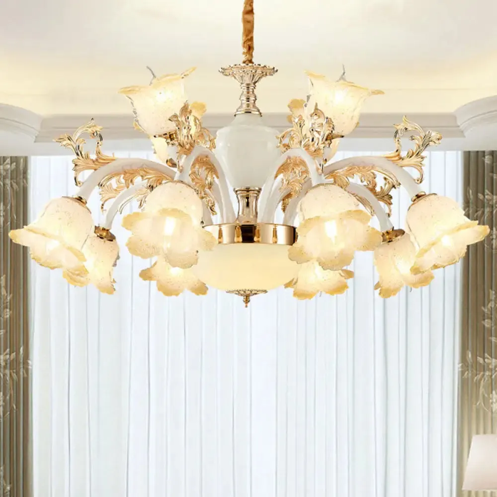 Minimal Frosted Glass Flower Ceiling Lamp - White Dining Room Chandelier