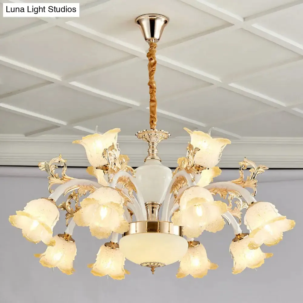 Minimal Frosted Glass Flower Ceiling Lamp - White Dining Room Chandelier