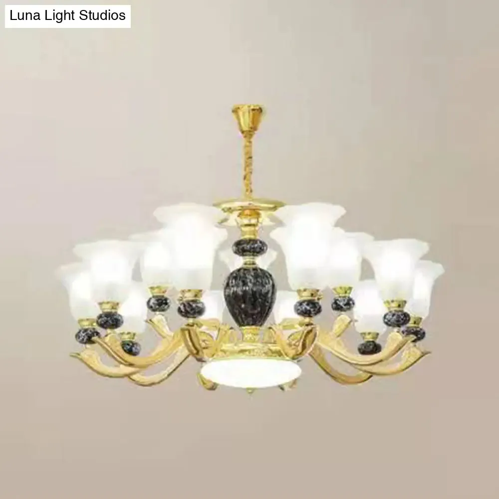 Minimal Frosted Glass Morning Glory Chandelier - Ideal Living Room Hanging Lamp