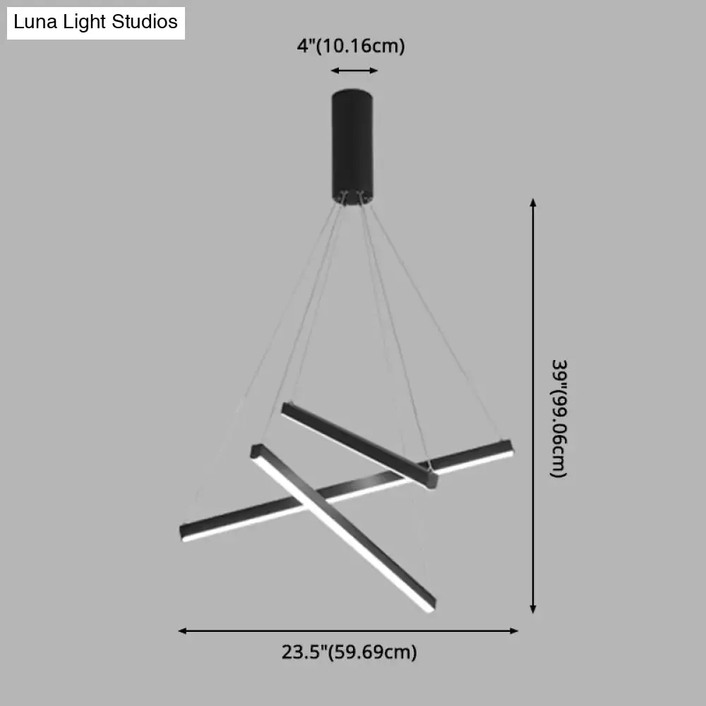 Minimalist Black LED Chandelier: Stylish Metal Suspension Lamp for Lobby