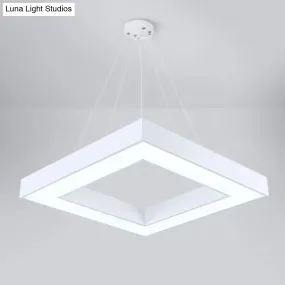 Minimalistic LED Hanging Ceiling Light: Square Chandelier Lighting for Office with Acrylic Shade