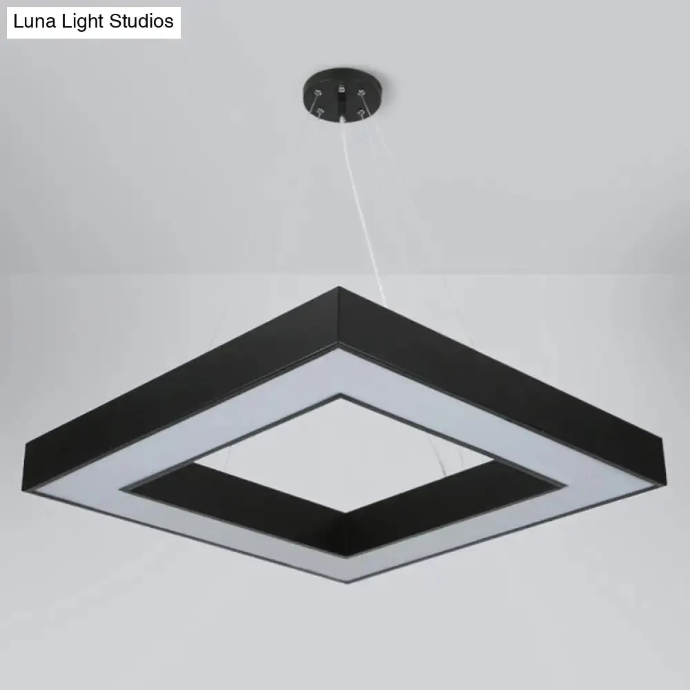 Minimalistic LED Hanging Ceiling Light: Square Chandelier Lighting for Office with Acrylic Shade