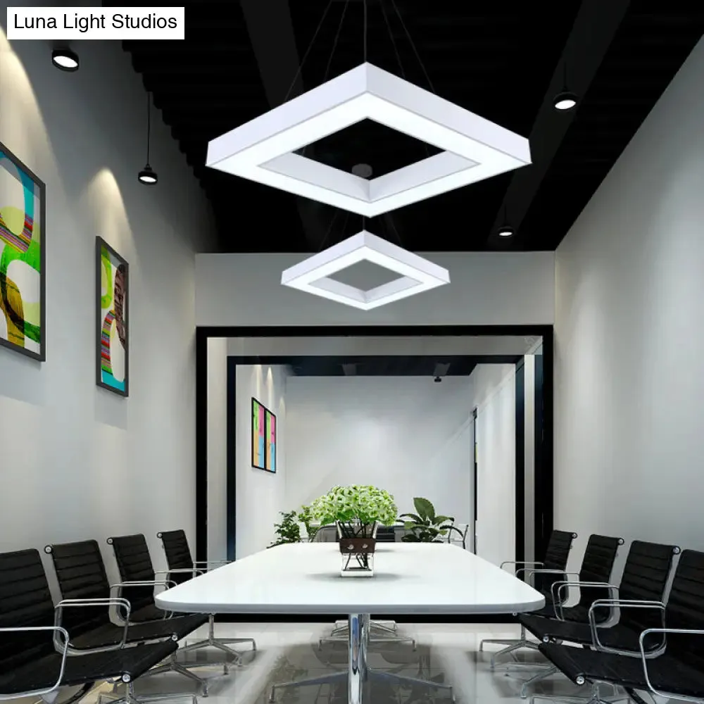 Minimalistic LED Hanging Ceiling Light: Square Chandelier Lighting for Office with Acrylic Shade