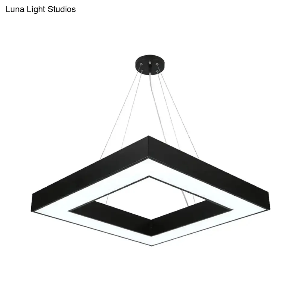 Minimalistic LED Hanging Ceiling Light: Square Chandelier Lighting for Office with Acrylic Shade