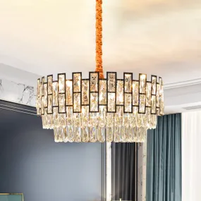 Modern 3-Tier Gold Crystal Ceiling Chandelier with 5 Hanging Lights