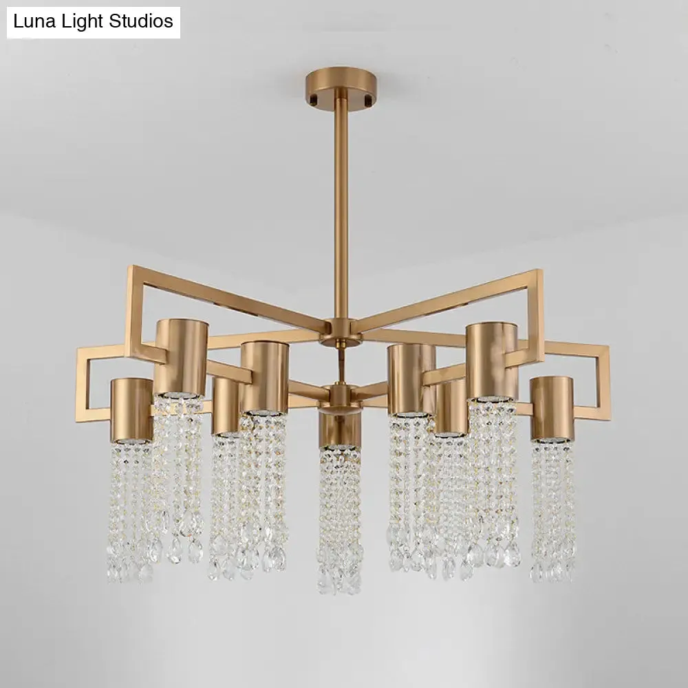 Modern 8/10 Bulb LED Gold Crystal Pendant Chandelier for Bedroom