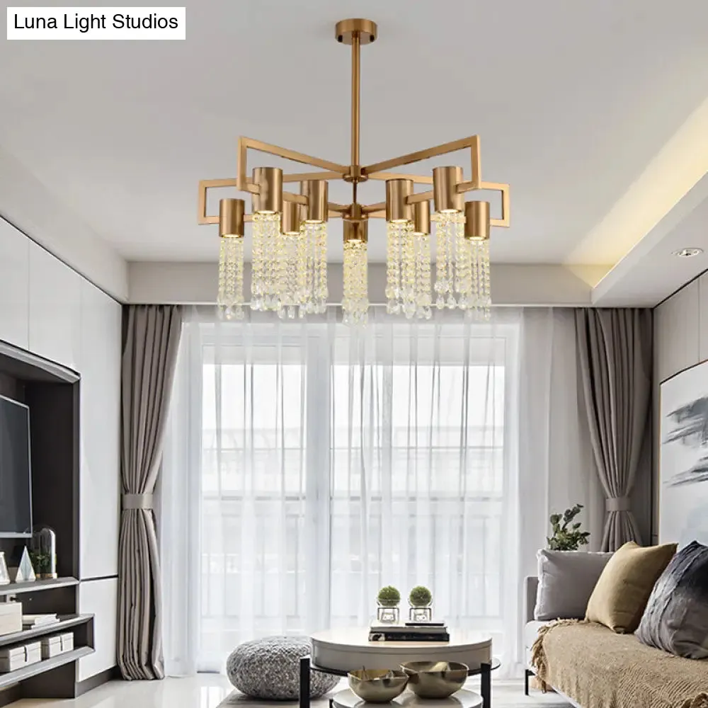 Modern 8/10 Bulb LED Gold Crystal Pendant Chandelier for Bedroom