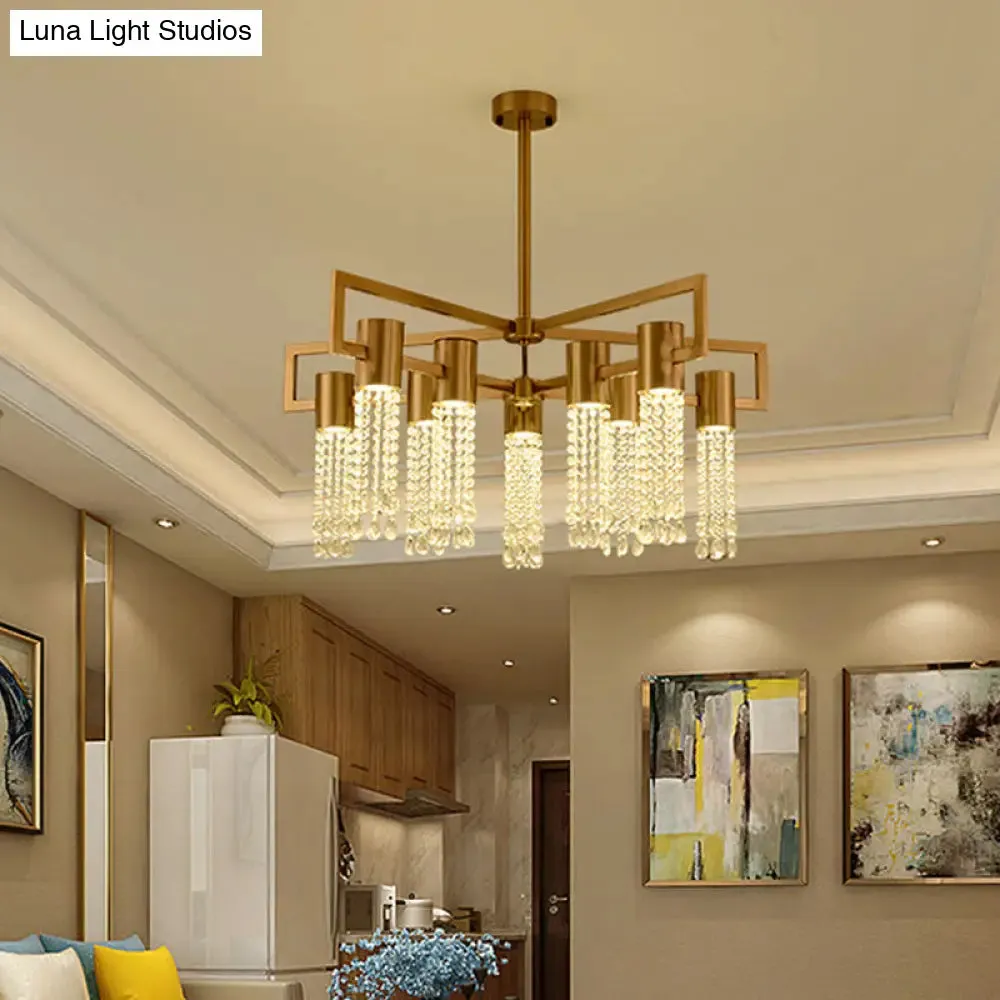 Modern 8/10 Bulb LED Gold Crystal Pendant Chandelier for Bedroom