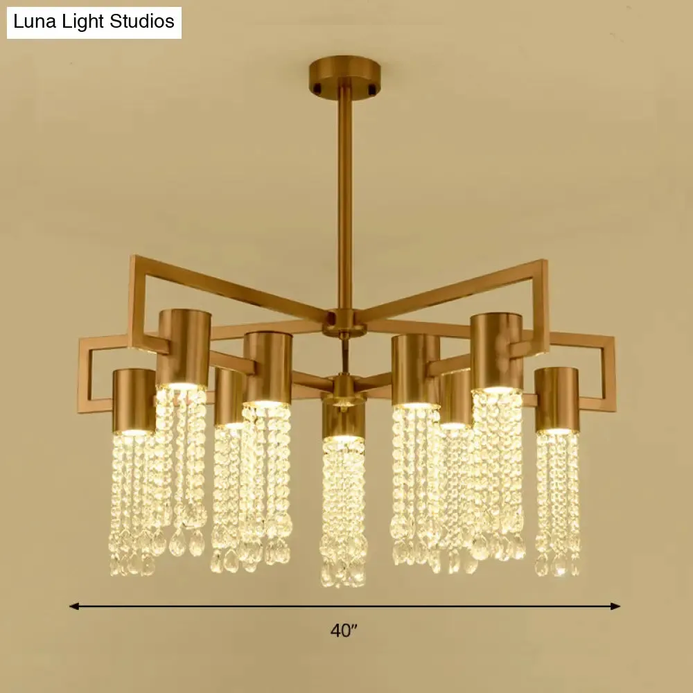 Modern 8/10 Bulb LED Gold Crystal Pendant Chandelier for Bedroom