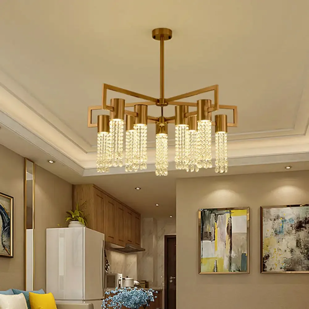 Modern 8/10 Bulb LED Gold Crystal Pendant Chandelier for Bedroom