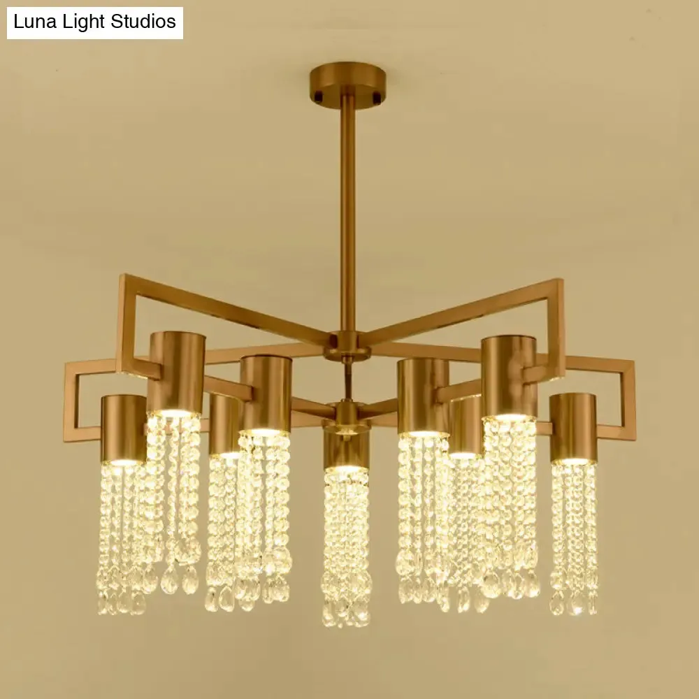 Modern 8/10 Bulb LED Gold Crystal Pendant Chandelier for Bedroom