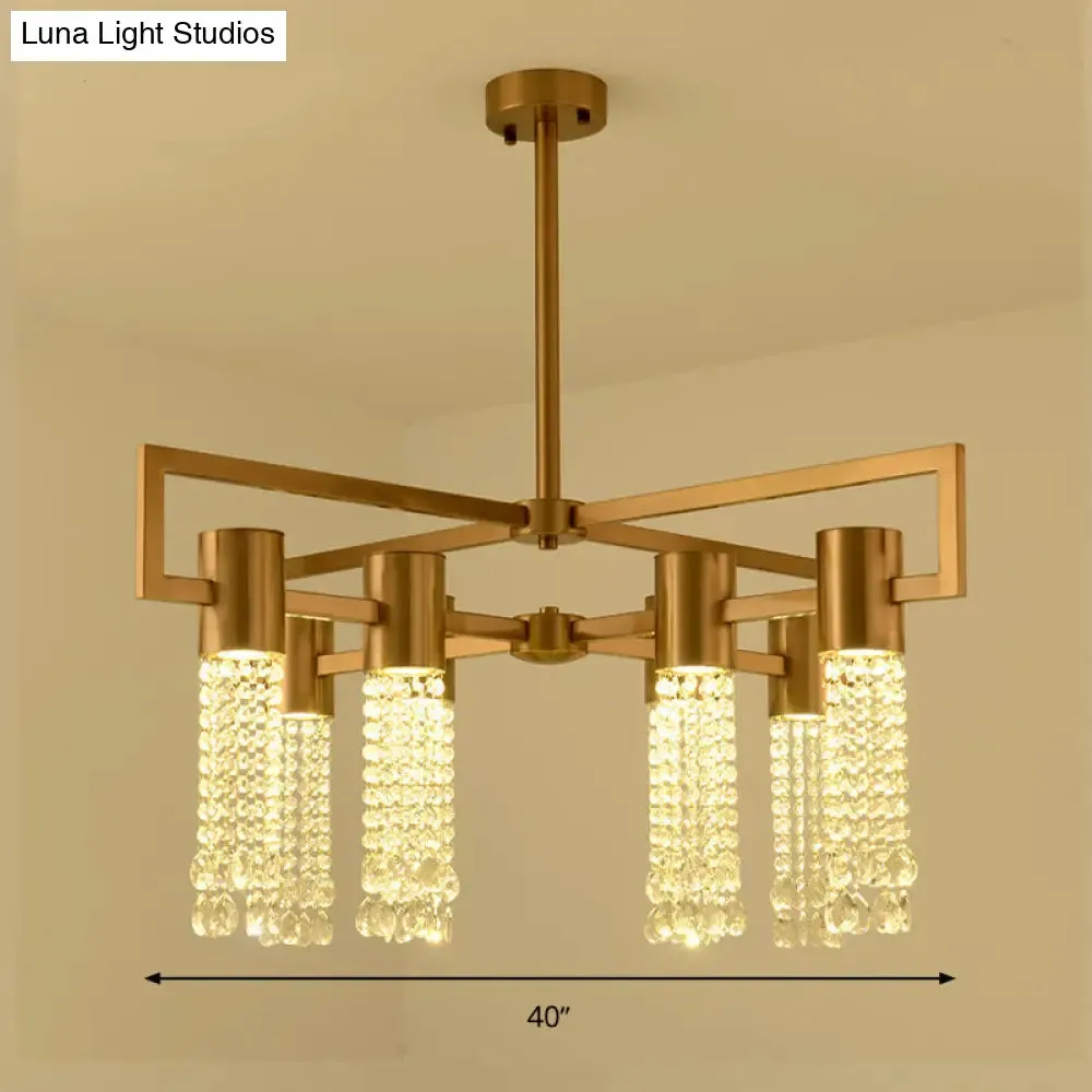 Modern 8/10 Bulb LED Gold Crystal Pendant Chandelier for Bedroom