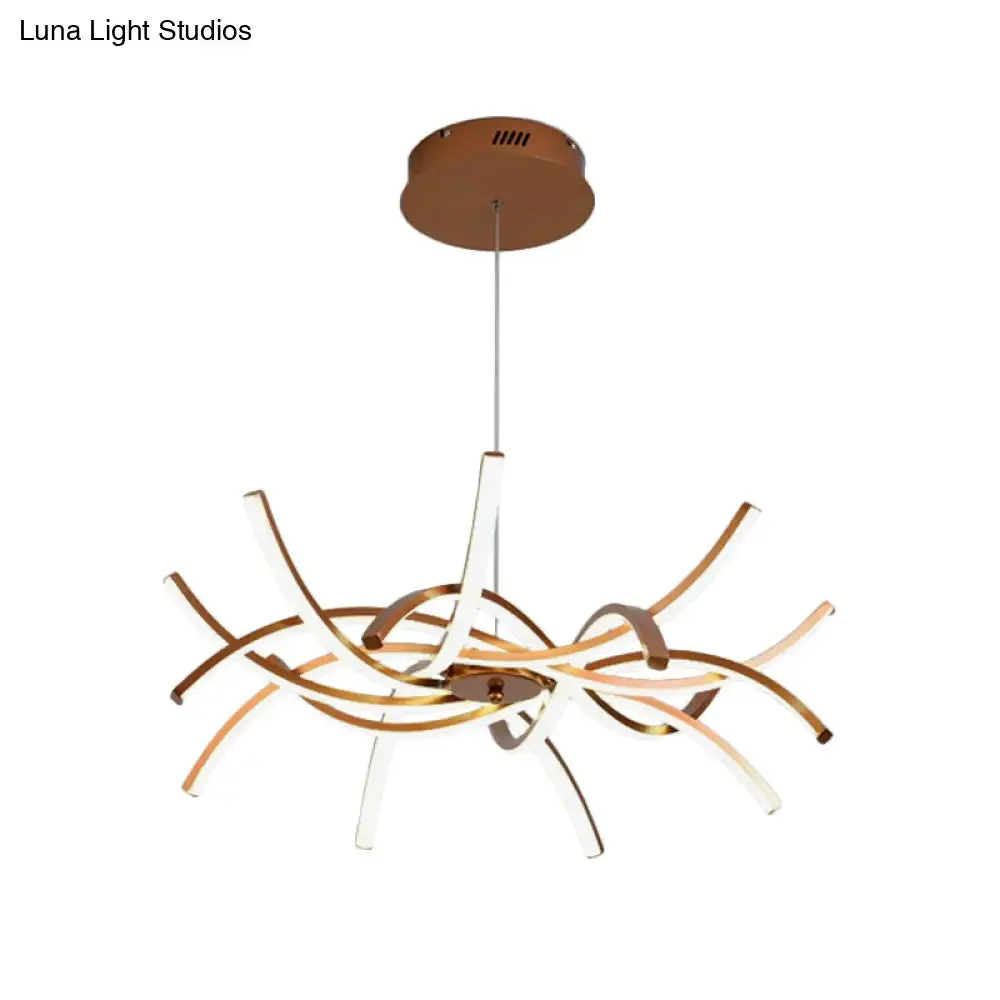 Modern Aluminum Gold LED Chandelier: Interwoven Design, 23.5"/27.5" Wide, Warm/White Light