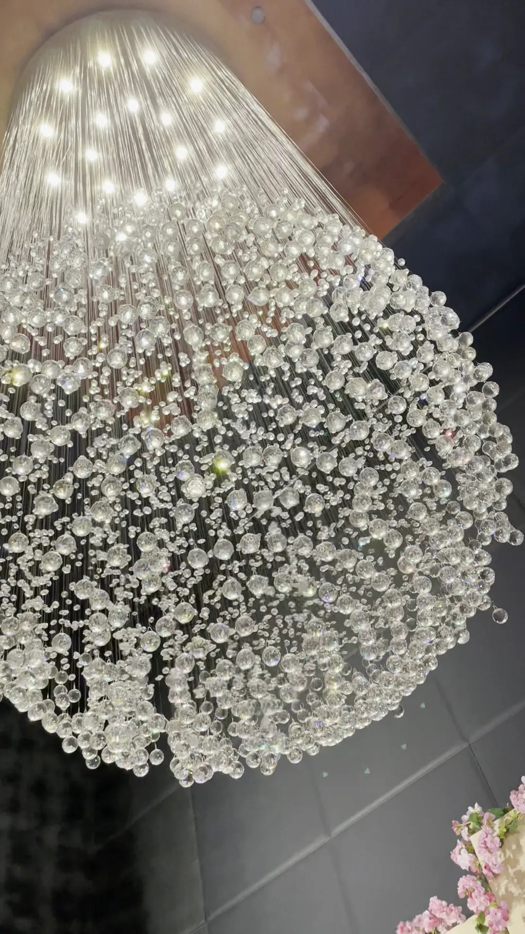 Modern Ball Crystal Raindrop Chandelier for Living Room/Staircase/Foyer