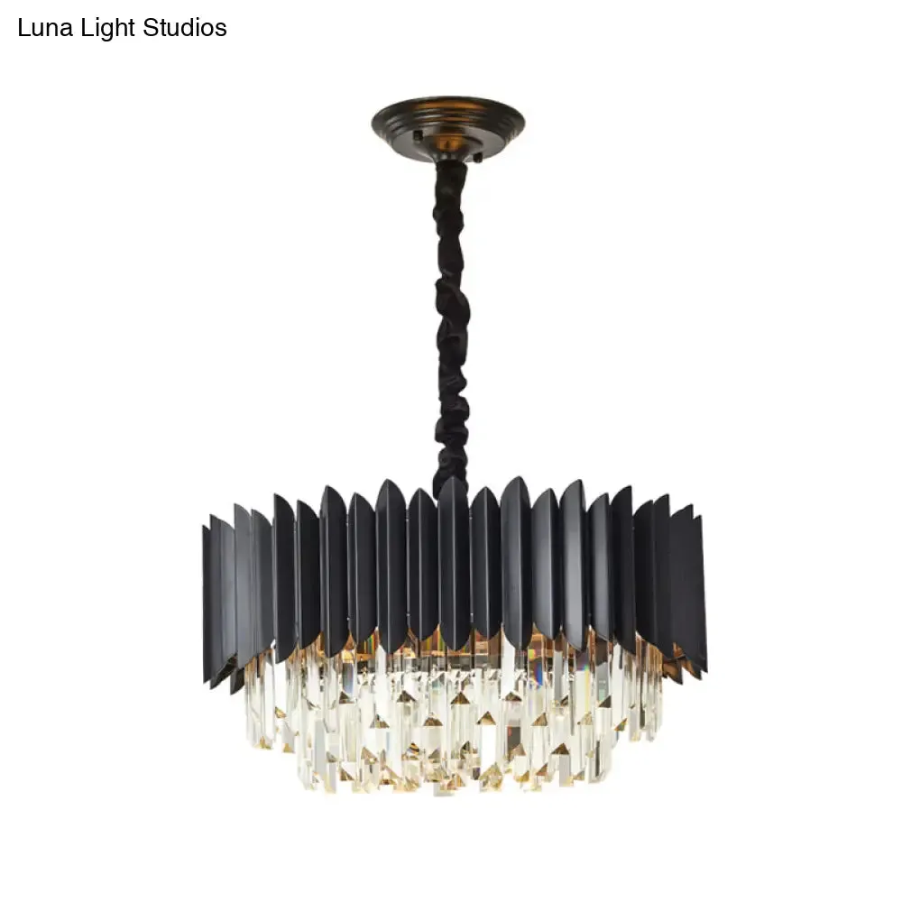 Modern Black Crystal Rod Pendant Chandelier - 4/5-Bulb Ceiling Hanging Light for Parlor