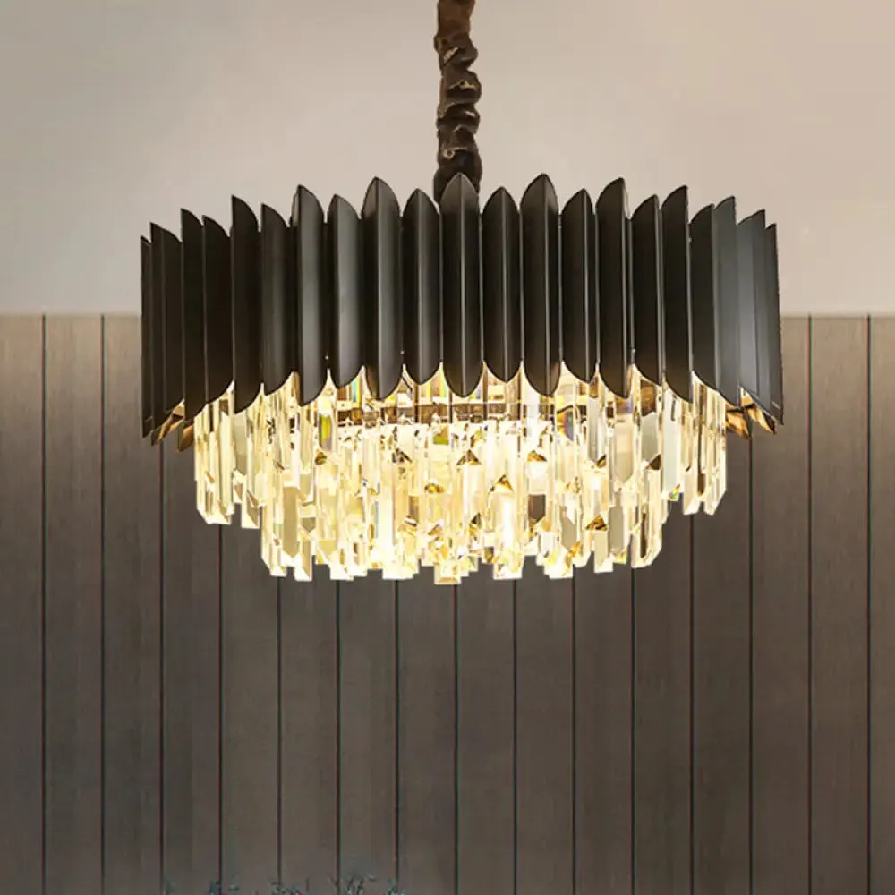 Modern Black Crystal Rod Pendant Chandelier - 4/5-Bulb Ceiling Hanging Light for Parlor