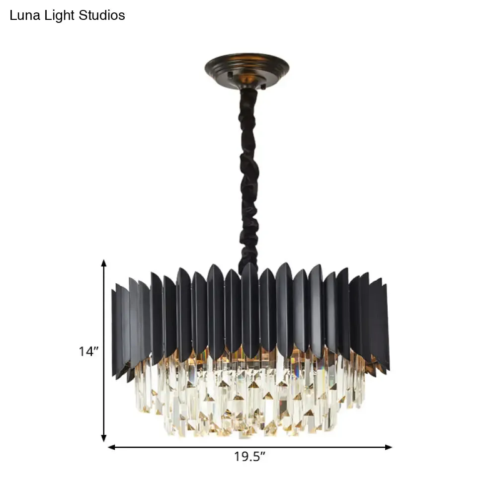 Modern Black Crystal Rod Pendant Chandelier - 4/5-Bulb Ceiling Hanging Light for Parlor