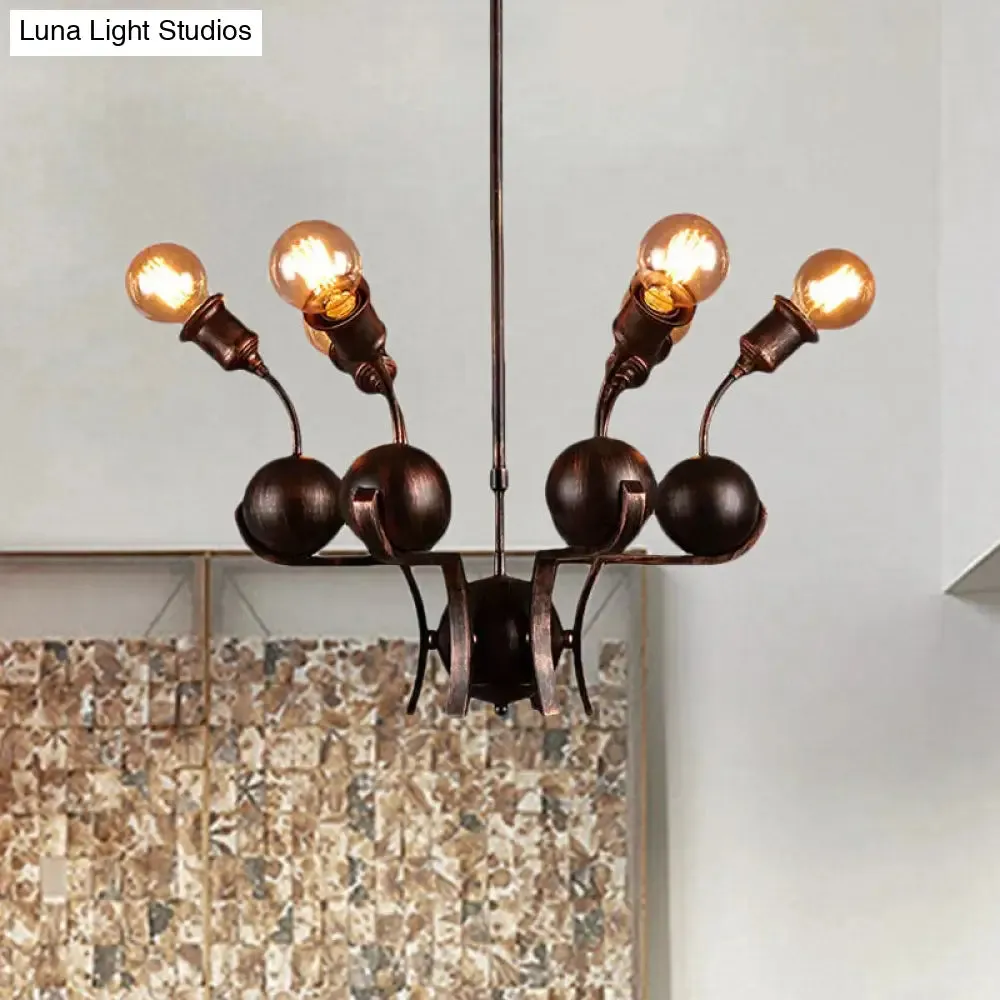 Modern Bronze Loft Style Chandelier with 6 Metal Ball Hanging Lights