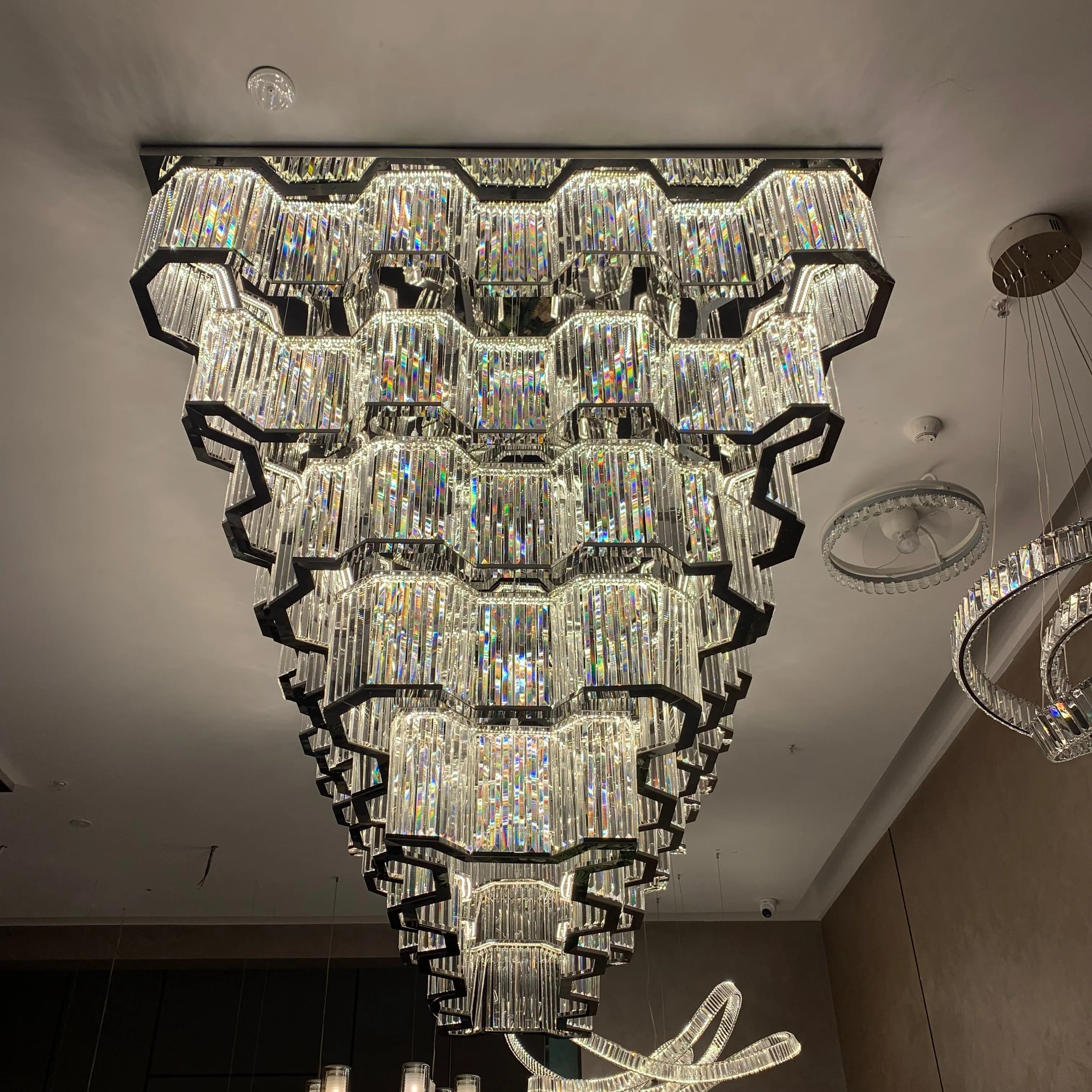 Modern Flush Mount Light Fixture/Chandelier in Chrome Finish For Hallway/ Hotel Lobby/Dining Room