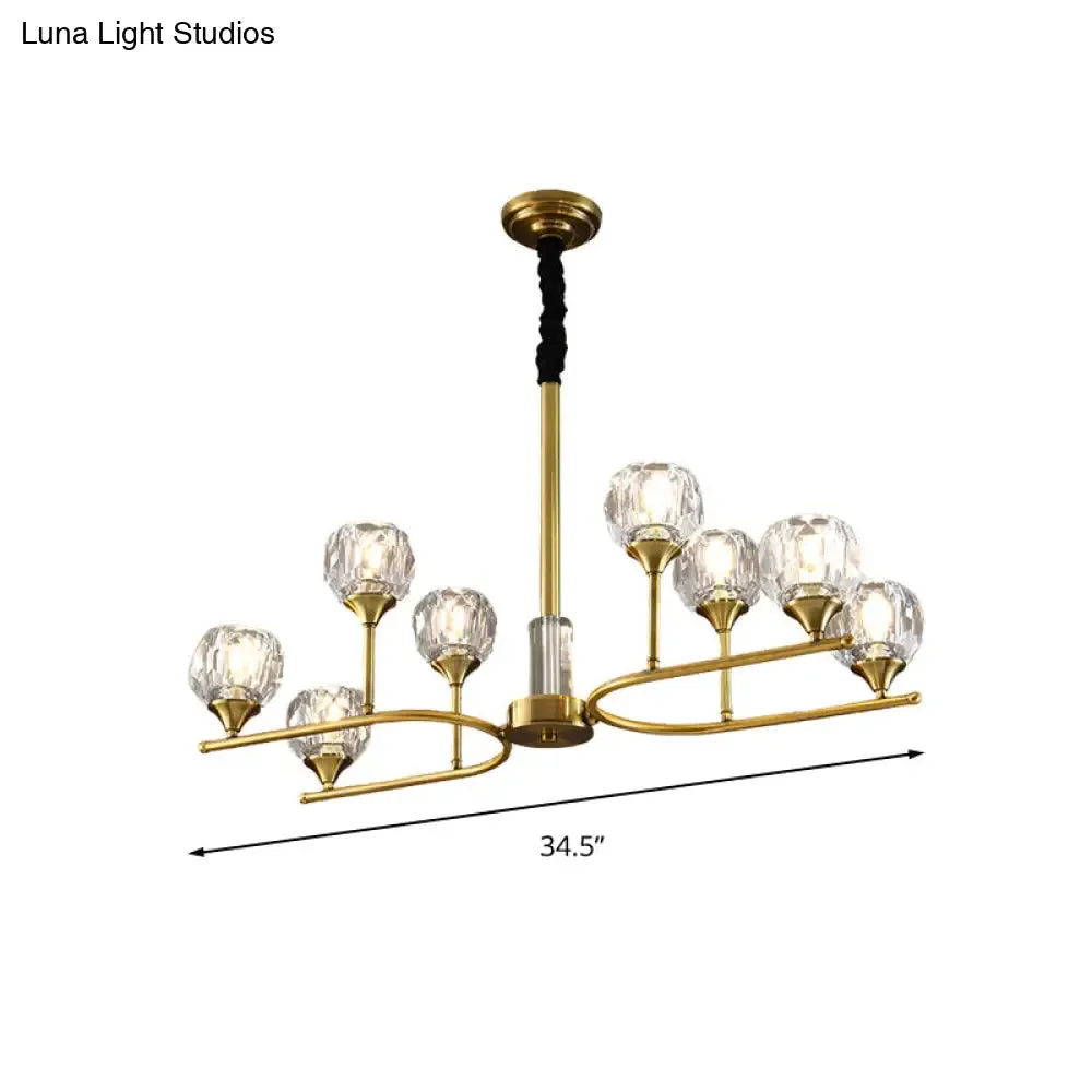 Modern Gold Sphere Crystal Pendant Chandelier – 8 Heads, Hanging Ceiling Light for Dining Room