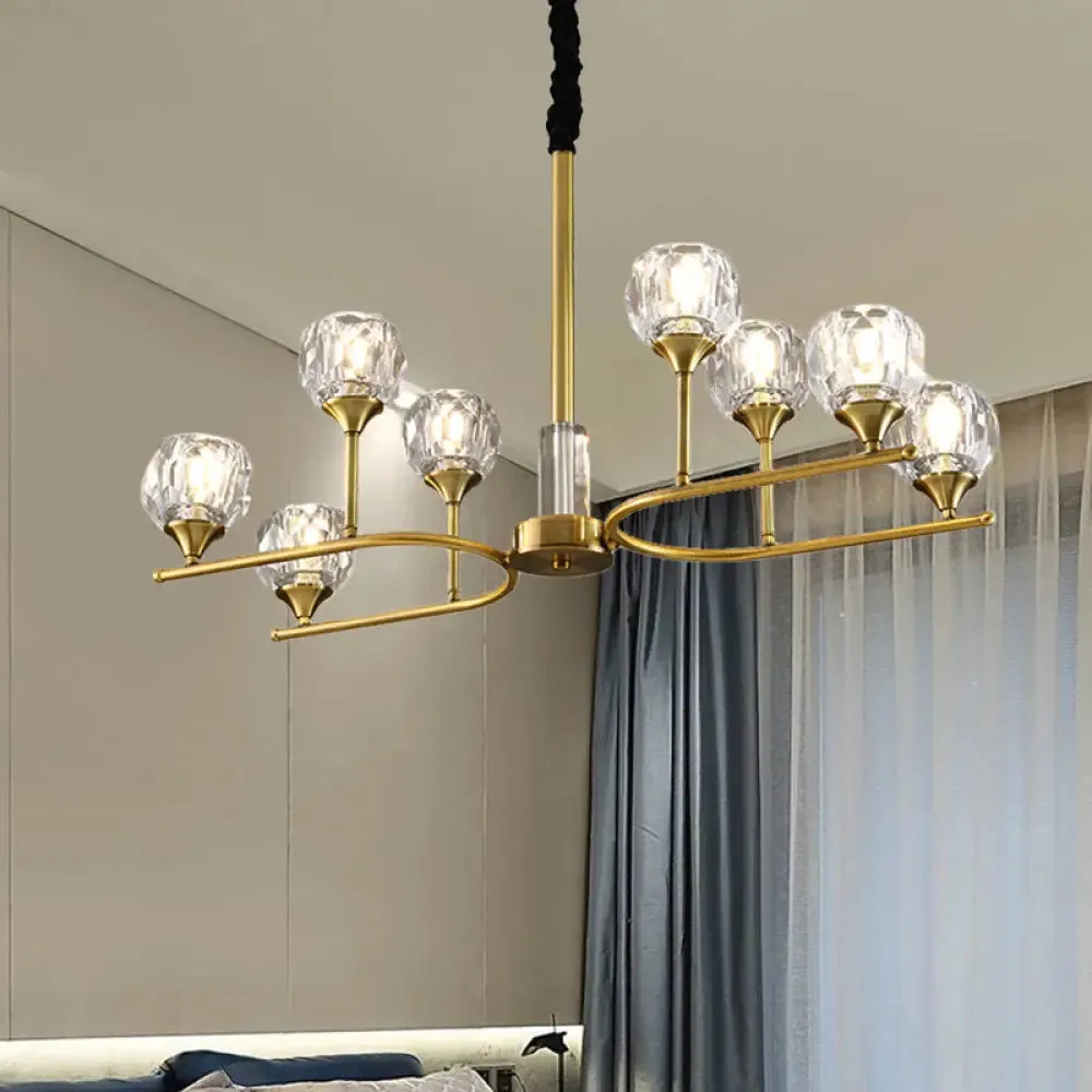 Modern Gold Sphere Crystal Pendant Chandelier – 8 Heads, Hanging Ceiling Light for Dining Room