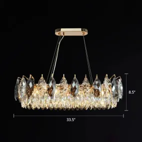 Modern Leaf-Shaped Pendant Chandelier with Clear Crystal Shade - 8-Head Hanging Lamp for Restaurants