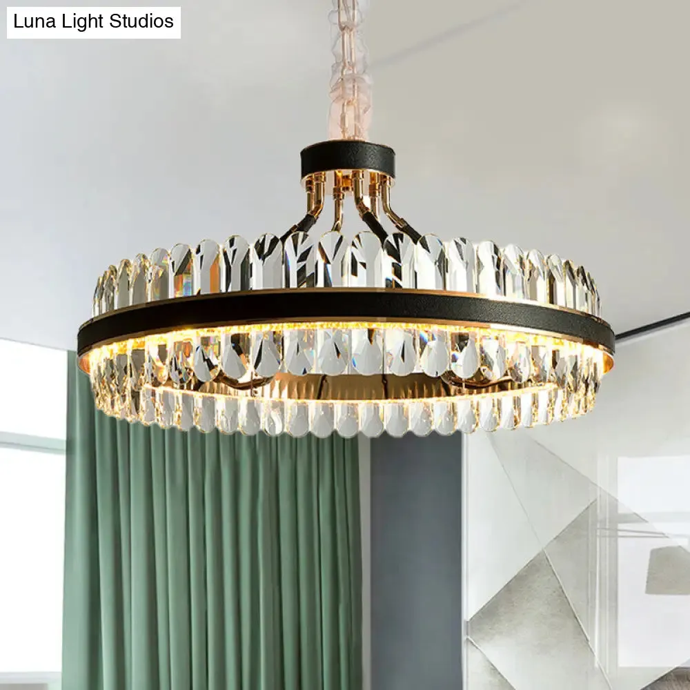 Modern LED Black Crystal Chandelier for Living Room - Stylish Pendant Lighting Fixture