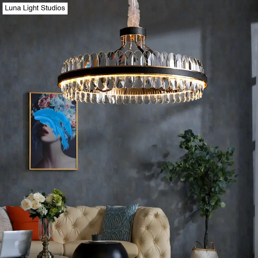 Modern LED Black Crystal Chandelier for Living Room - Stylish Pendant Lighting Fixture