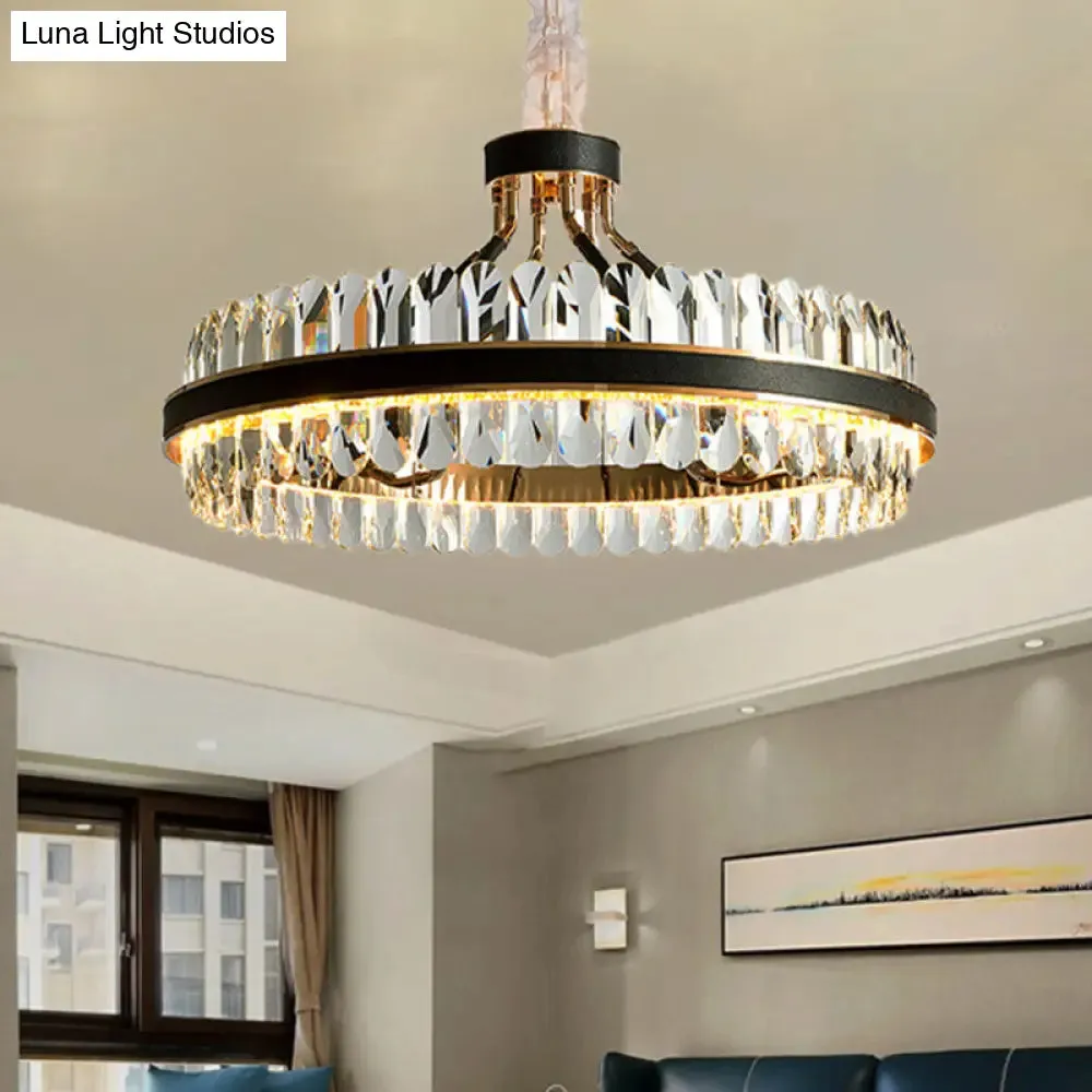 Modern LED Black Crystal Chandelier for Living Room - Stylish Pendant Lighting Fixture