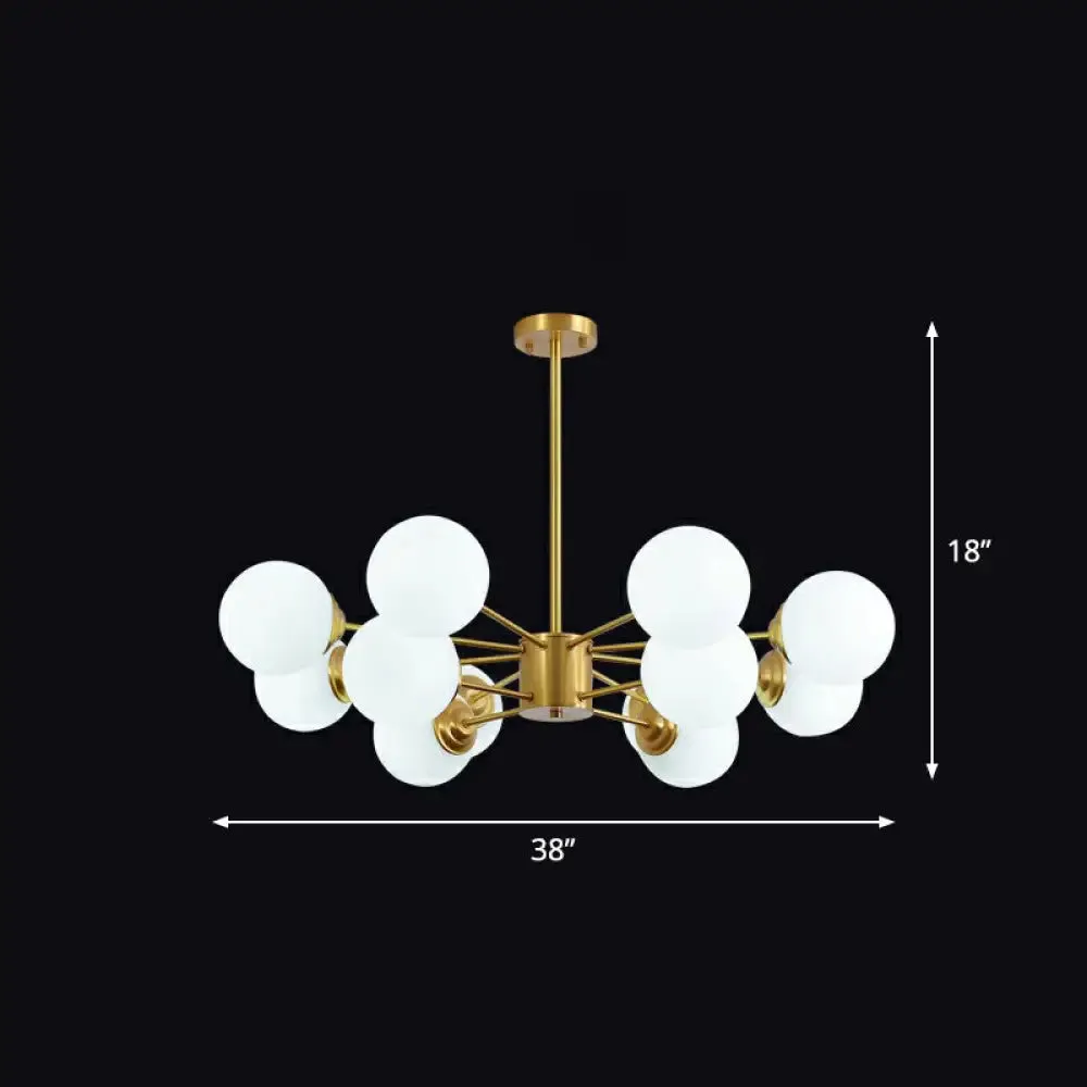 Modern LED Chandelier with Ivory Glass and Gold Finish – Perfect for Living Room Lighting