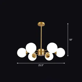 Modern LED Chandelier with Ivory Glass and Gold Finish – Perfect for Living Room Lighting