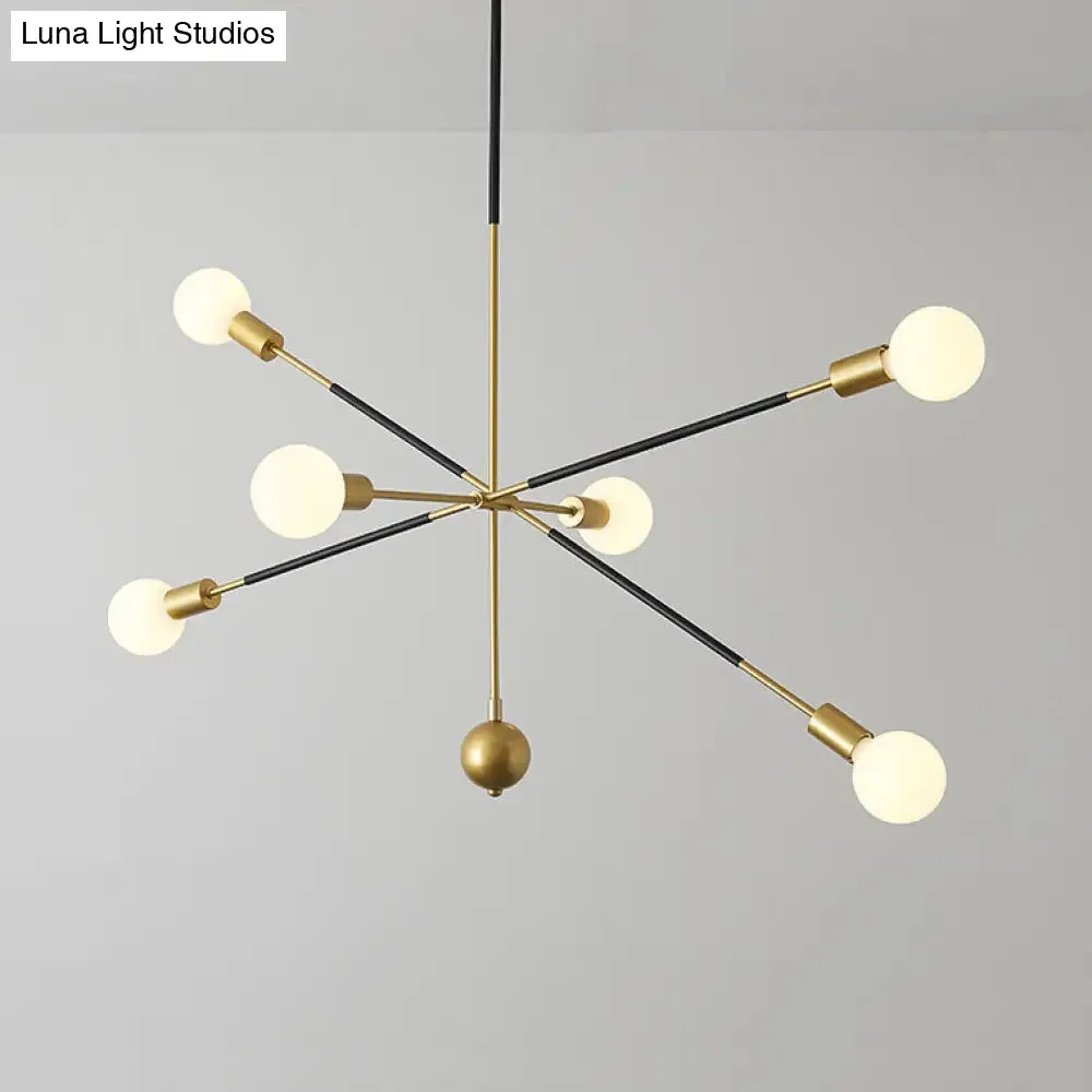 Modern Linear Arm Chandelier Light - Adjustable 6-Light Metallic Suspension Lamp for Restaurants