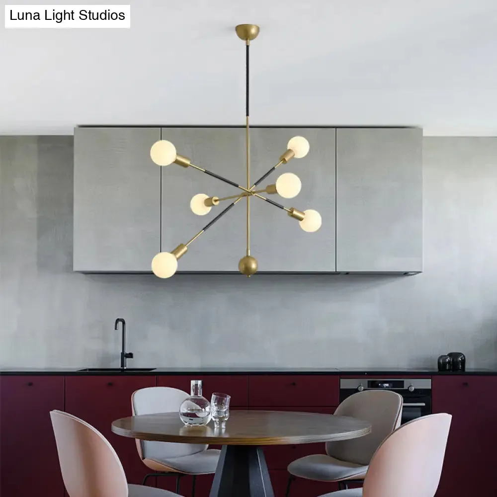 Modern Linear Arm Chandelier Light - Adjustable 6-Light Metallic Suspension Lamp for Restaurants