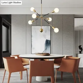 Modern Linear Arm Chandelier Light - Adjustable 6-Light Metallic Suspension Lamp for Restaurants