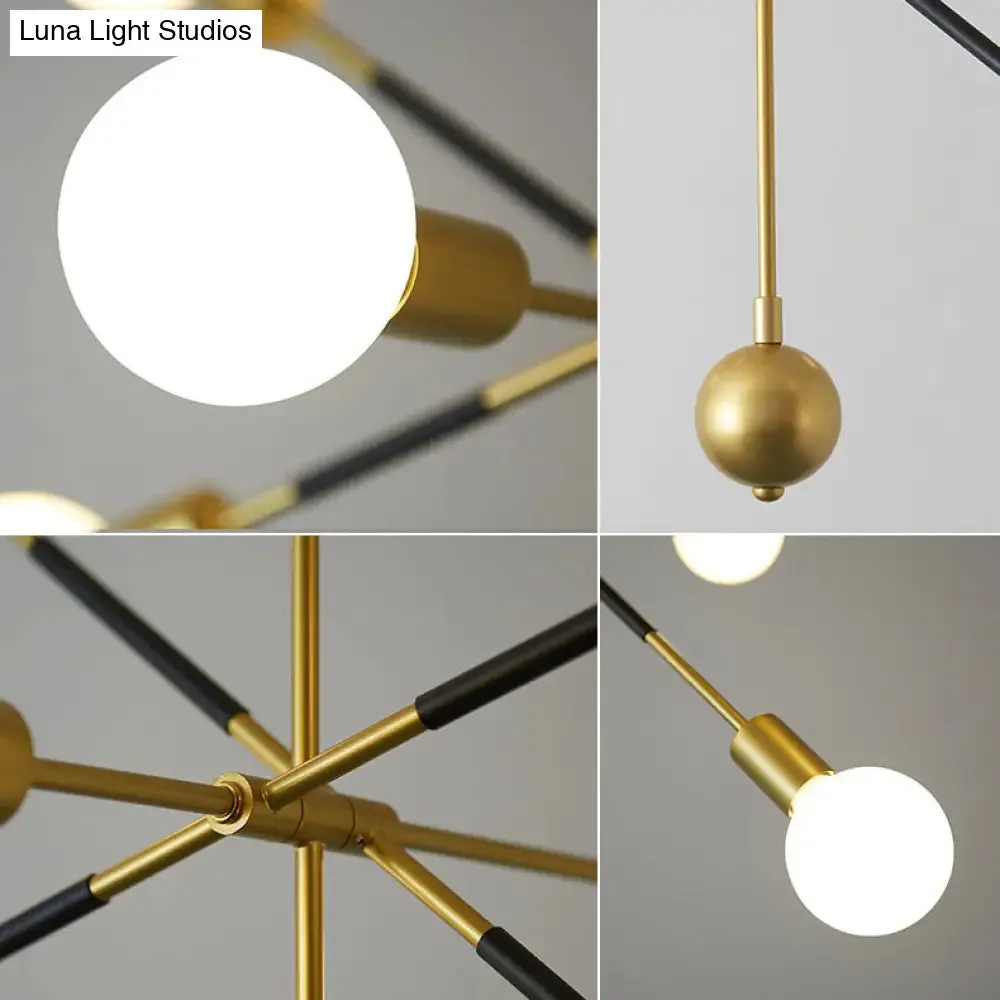 Modern Linear Arm Chandelier Light - Adjustable 6-Light Metallic Suspension Lamp for Restaurants