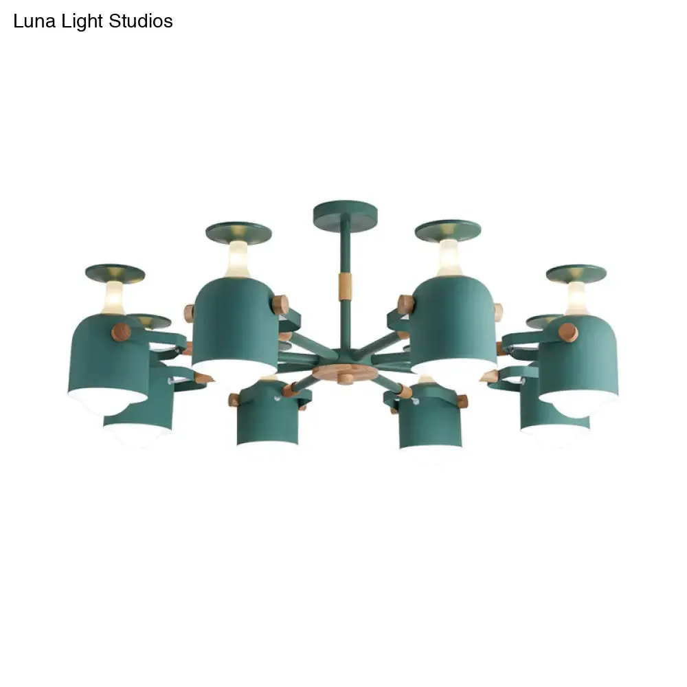 Modern Macaron Chandelier: Bedroom Hanging Lamp with Cup-Shaped Metal Design & 8 Lights