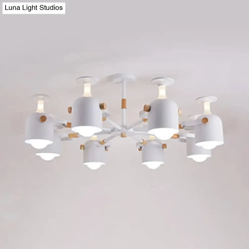 Modern Macaron Chandelier: Bedroom Hanging Lamp with Cup-Shaped Metal Design & 8 Lights