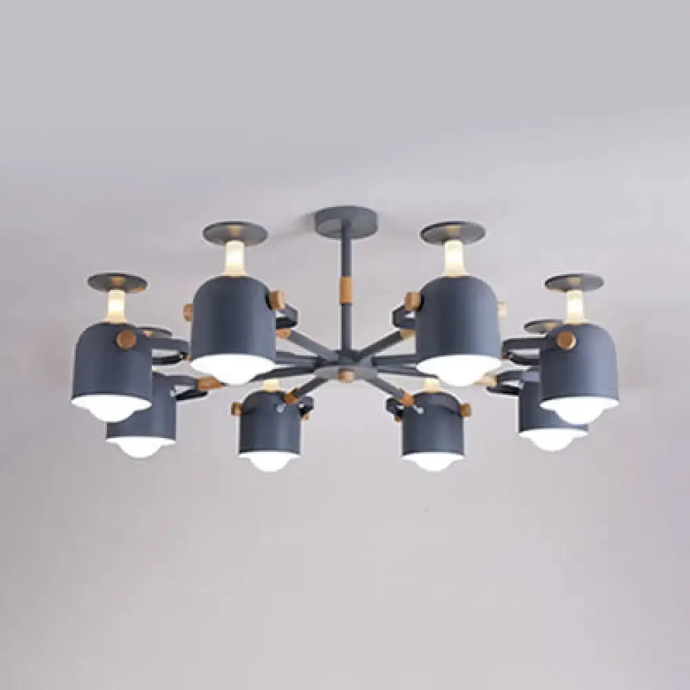 Modern Macaron Chandelier: Bedroom Hanging Lamp with Cup-Shaped Metal Design & 8 Lights