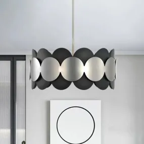 Modern Nordic Black Drum Pendant Light with 6 Bulbs - Metallic Ceiling Chandelier for Bedroom