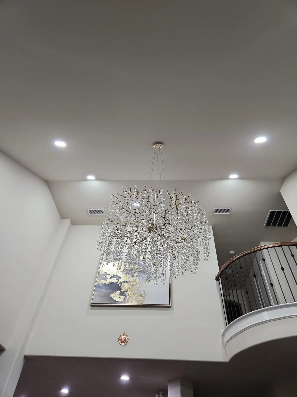 Modern Round/Rectangular Floral Crystal Chandelier for Low-ceiling