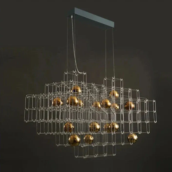 Modern Stainless Steel Three-dimensional Cube Chandelier