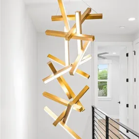 Modern Vertical Geometric Aluminum Pendant for Staircase/Foyer/High-ceiling