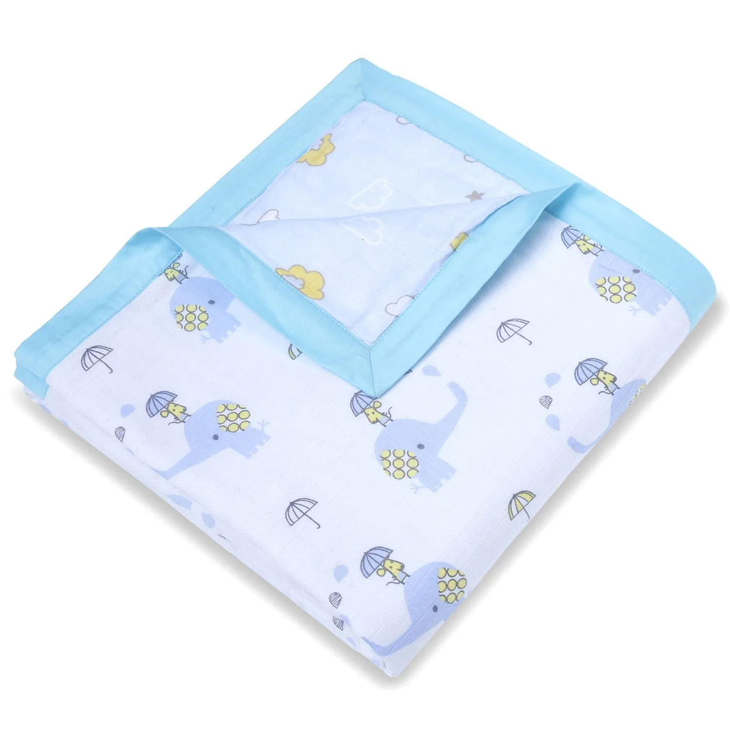 Muslin Blanket - 6 Layered - Cloud/Elephant Print