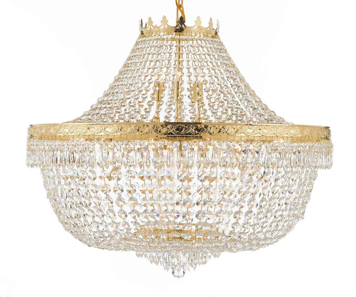 Nail Salon French Empire Crystal Chandelier Lighting - Great for The Dining Room, Foyer, Entryway, Family Room, Bedroom, Living Room and More! H 30" W 36" - G93-H30/CG/4199/25