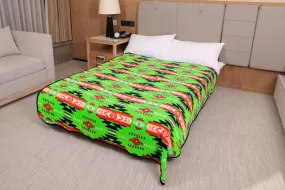 Neon Green Southwest Heavy Polar Fleece Blanket - 60x80