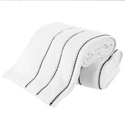 New - 2pc Luxury Cotton Bath Towels Sets White - Yorkshire Home: Striped Microfiber, Lightweight, Machine Washable