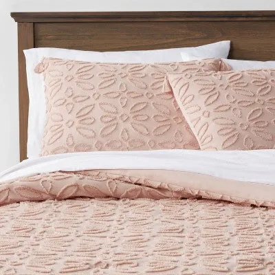 New - 7pc Full Clipped Jacquard Comforter & Sheet Set Blush - Threshold