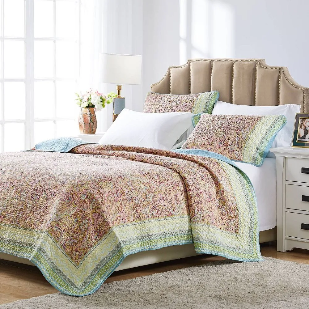 New - Greenland Home Fashions 2pc Twin Palisades Quilt Set Pastel