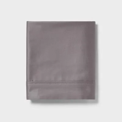 New - King 400 Thread Count Performance Flat Sheet Dark Gray - Threshold