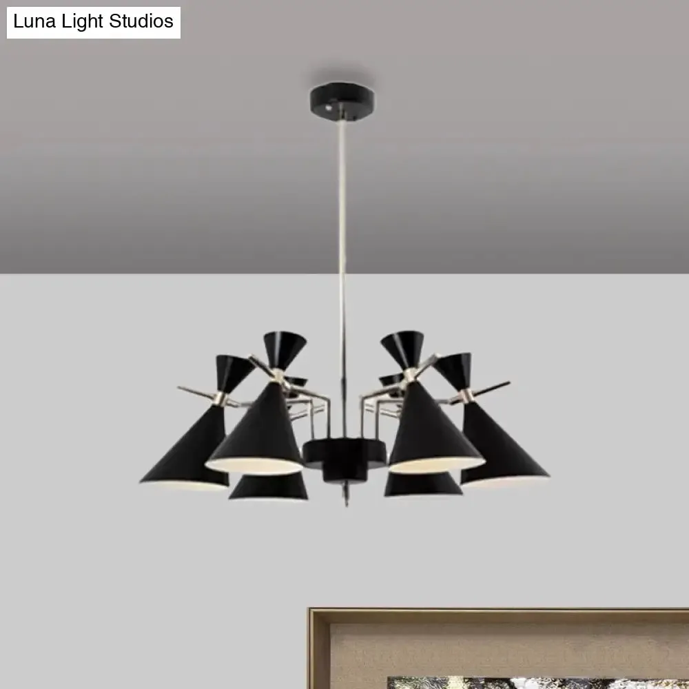 Nordic Bi-conical Pendant Chandelier - 3/6 Lights - Black/White/Pink - Dining Room Lighting Fixture